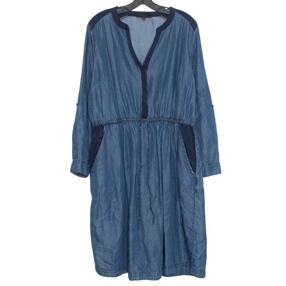 Lane Bryant Dress Chambray Coastal Grandma Cottage Minimalist Lyocell Blue 18 - Picture 1 of 7